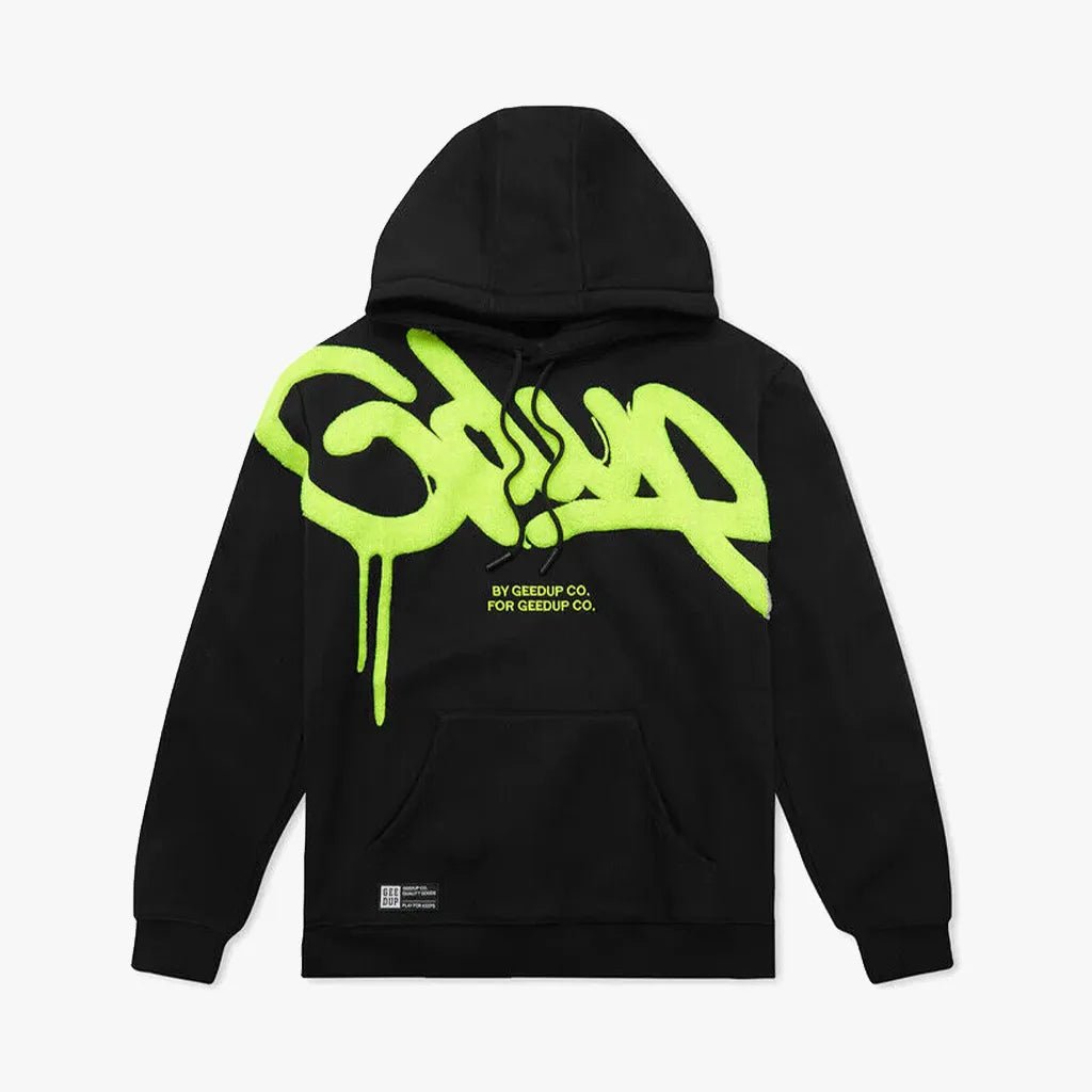 Geedup Handstyle Hoodie Black Hyper Yellow